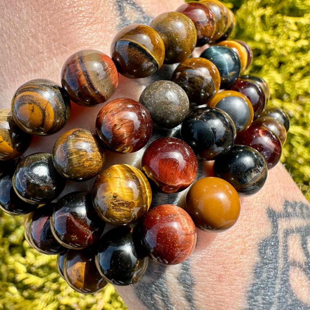 8mm Mix Natural Tiger's Eye Beaded Bracelet